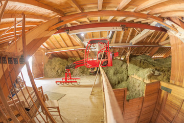 modern new hayloft during haymaking