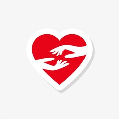 Hands and heart sticker, Heart care logo