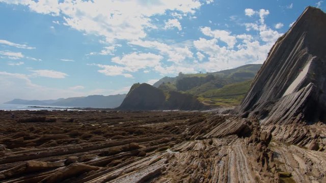 Pan shot of the Flysch and vertical walls