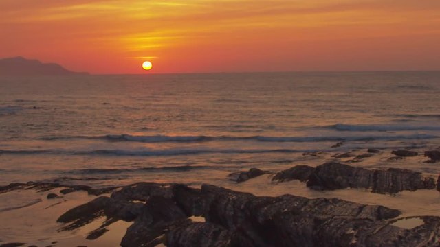 Zoom in fire horizon at evening