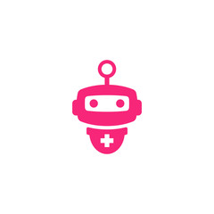 Red Robot Technology Machine Character Android Isolated Logo Vector 