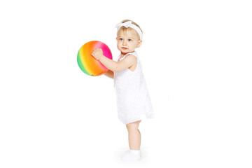 Fototapeta premium beautiful little girl all in white clothes