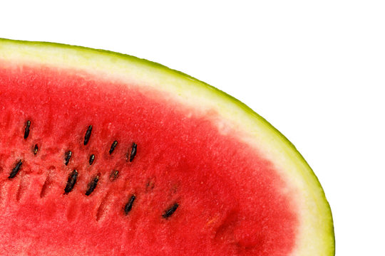 A piece of ripe red watermelon isolate on white background