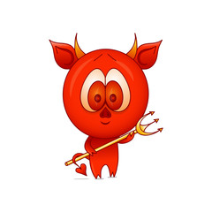  Halloween. Little damn. The devil is depicted in the traditional style. Vector illustration.