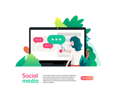 Website template of social media , flat design vector illustration, for graphic and web design. Flat vector illustration isolated on white background.