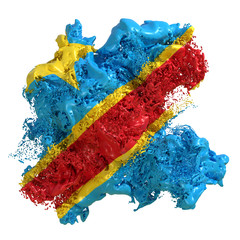 Democratic Republic of Congo flag liquid