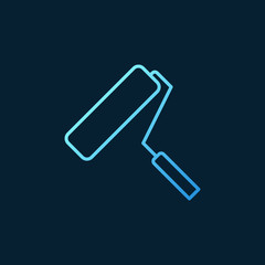 Paint Roller vector blue linear icon or design element on dark background