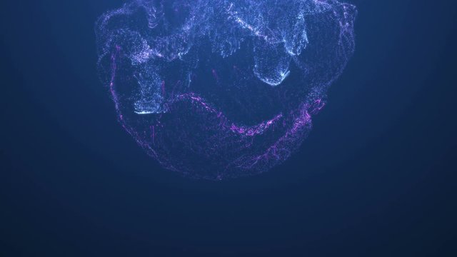 Fluid abstract color burst. Glowing particles, confetti. Shimmering lights. Flying bokeh light. Abstract holiday background. Purple and blue colors. 4K Animation. Isolated on black. 3840x2160