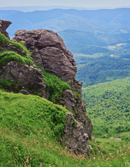 Rocks on Pikuy mount against the valley