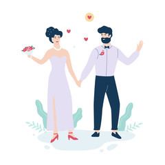 Bride and groom standing together
