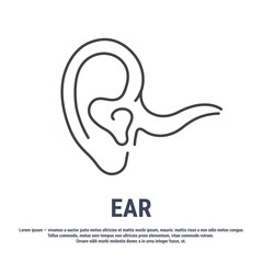 Vector icon. Line design. An ear. Organ of hearing. Anatomical structure. Disease and treatment. Symbol, element, sign, logo, emblem. Concept illustration.