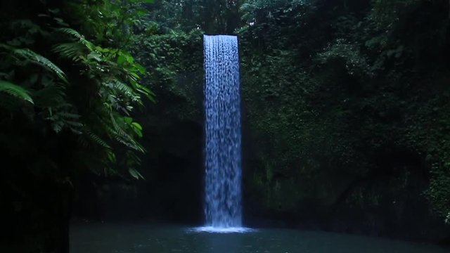 Timbumana Waterfall In A Secluded Jungle With A Perfect Bridal Veil Into A Pool in Ubud, Bali, Indonesia