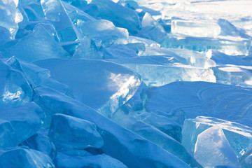 Ice hummocks from transparent ice on Lake Baikal, Russia