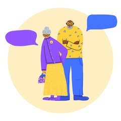 Group of old people isolated. Vector illustration.