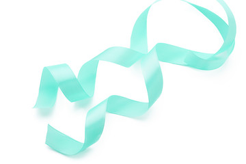 Shiny  ribbon in light pastel blue isolated on white background