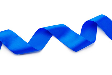 Shiny  ribbon in light pastel blue isolated on white background