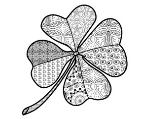 Clover good luck for coloring. Beautiful pattern. - Vector.