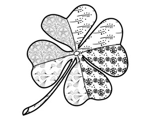 Clover good luck for coloring. Beautiful pattern. - Vector.