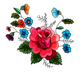 Red rose on theon a transparent background. - Vector