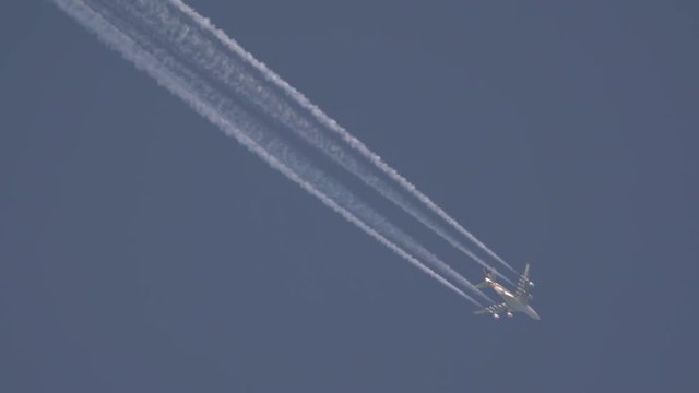 Airbus A380 in mid-air flight
