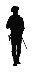 Army soldier with sniper rifle on duty vector silhouette (Memorial day, Veteran's day, 4th of July, Independence day ) Soldier keeps the watch, on the guard. Ranger on border. Commandos saluting. 