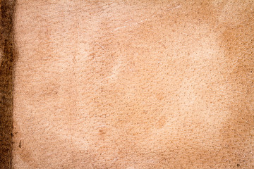 Genuine brown leather texture background. Back side.