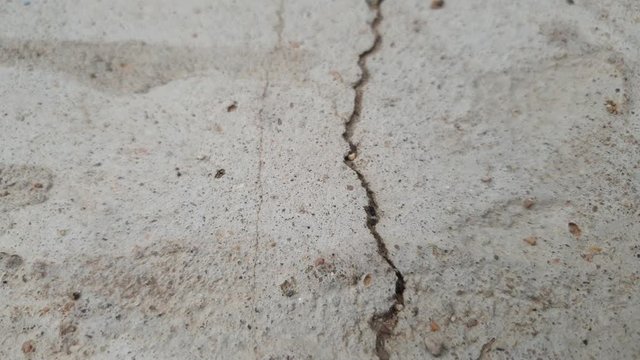 Crack in concrete. Cracked foundation. Cracked road.