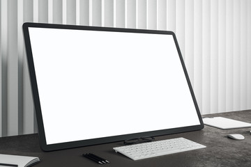 Fototapeta premium Designer desktop with white computer