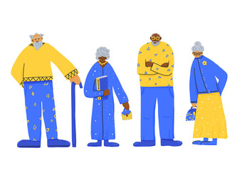Group of old people isolated. Vector illustration.