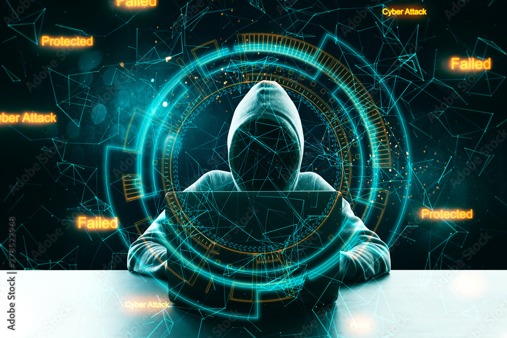 Poster Hacking and attack concept