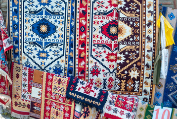 Traditional Georgian carpet. Carpets with geometric patterns of Georgia