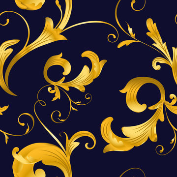 Vintage baroque gold floral elegance pattern vector illustration © nimaxs