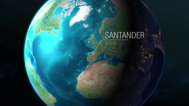 Spain - Santander - Zooming from space to earth