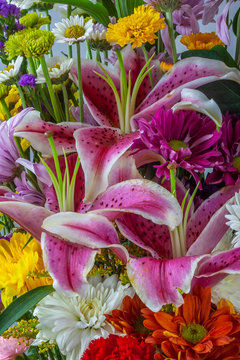 Stargazer lily  in bouquet