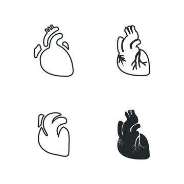 Real heart icons set. Vector illustration. Organ icon