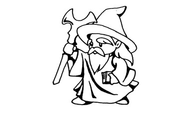 魔法使い・塗り絵　fantasy game line art　on white background