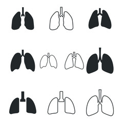 Lungs icons set. Vector illustration. Organ icons set. Lung icon