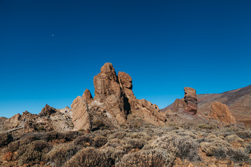 Fototapeta premium Volcanic rock Cinchado or Finger of God in Teide National Park on the edge of Las Caniadas on the island of Tenerife in the Canary Islands