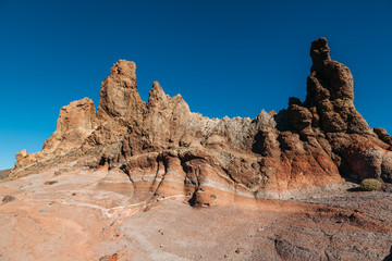 Fototapeta premium Volcanic rock Cinchado or Finger of God in Teide National Park on the edge of Las Caniadas on the island of Tenerife in the Canary Islands