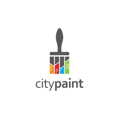 creative brush paint logo design template.Brush icon for home renovation company.Vector	
