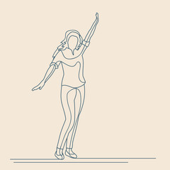 isolated, sketch with lines, girl dancing