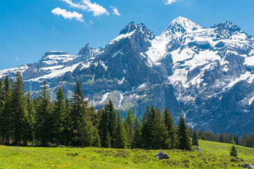 Landscape with Bluemlisalp near Oeschinensee lake close to Kandersteg