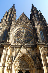Prague (Czech Republic). Gothic cover of the Prague Cathedral (Chrám svatého Víta or Katedrála...