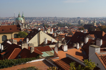 Fototapeta na wymiar Prague (Czech Republic). The outer city of Prague seen from the Castle of the city