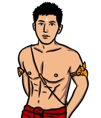 Fototapeta premium cartoon sexy man on white background