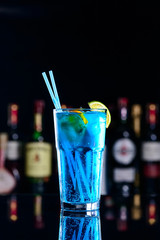 classic blue cocktail lemon tea Drink Bubble water
