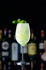 Summer Cocktail with Basil Leaf, Lime and Lemon, cocktail Basil Smash