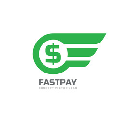 Obraz premium Fast pay - concept vector logo design. Dollar money creative icon. Mobile digital payment sign. 