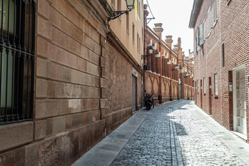 Street view in historic center of Sarria quarter, Barcelona, Catalonia, Spain.