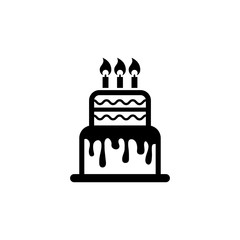 Birthday Cake, Sweet Pie Flat Vector Icon